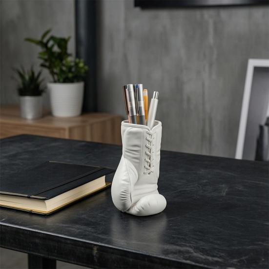 3D Printed Boxing Glove Pen Holder, Matte Desk Organizer with Stable Base, Hollow Large Capacity Slot for Pens Stationery, Creative Sports Decor Gift