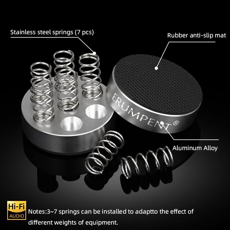 4PCS ERUMPENT HiFi Spring Loaded Shock Absorbing Audio Feet Aluminum Alloy for Amplifier Decoder Reduce Noise HiFi Stand Feet