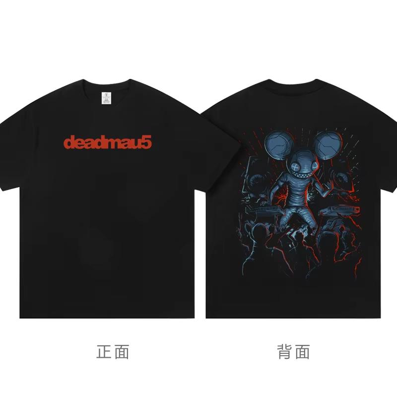 Deadmau5 Electronic Mouse Short Sleeve T-shirt Men's Top 100 Dj Clothes Around Electronic Bungee Disco Round Neck Cotton T-shirt