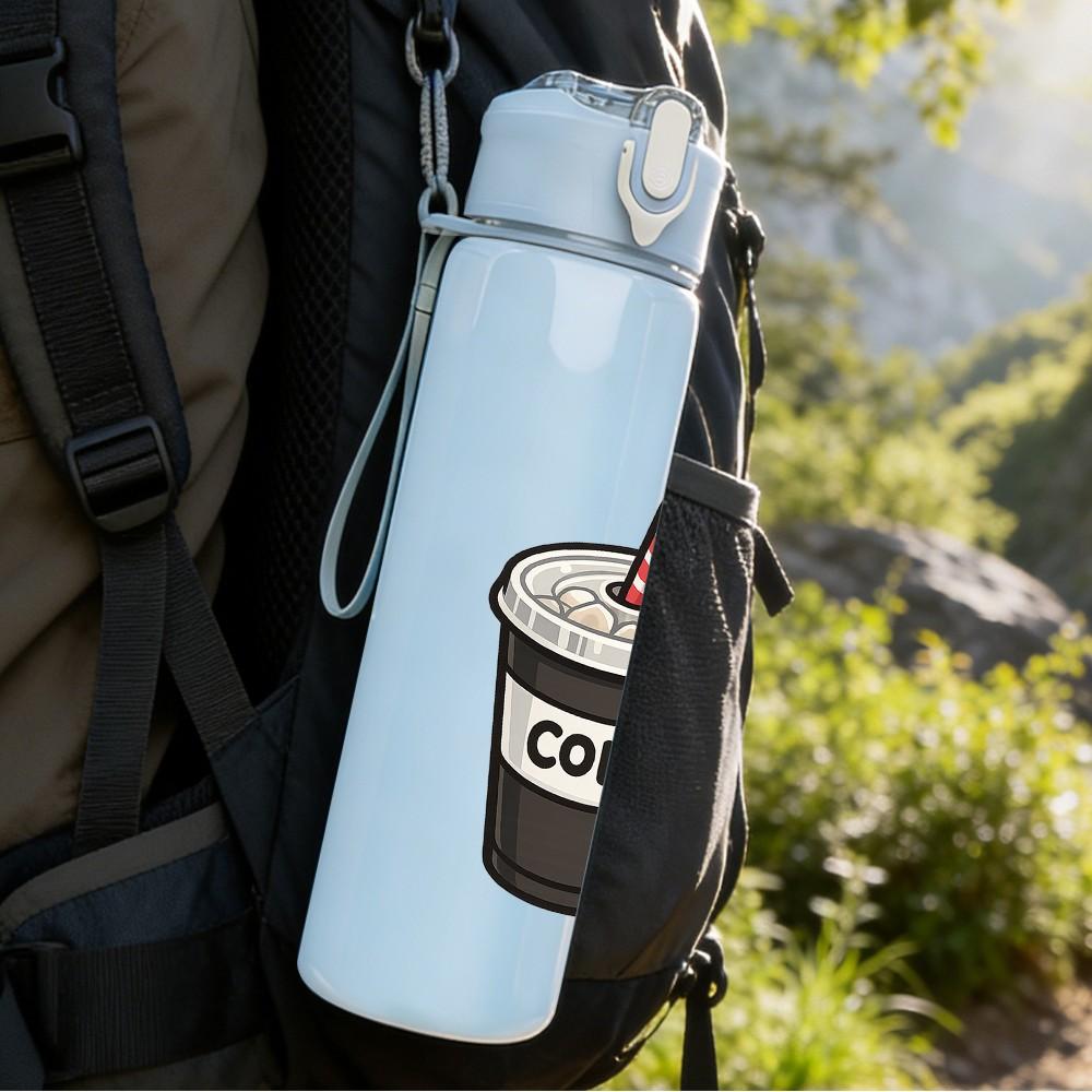 1PC Cold Drink Beverage Cup Art Print 750ml Color Plastic Sports Water Bottle Leakproof Flip Straw Lid Suitable for Sports Office Home Use