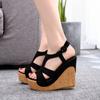 Women Wedges Sandals Summer Platform White Black Buckle Strap Peep Toe Thick Bottom Heels Casual Ladies Roman Shoes H0163