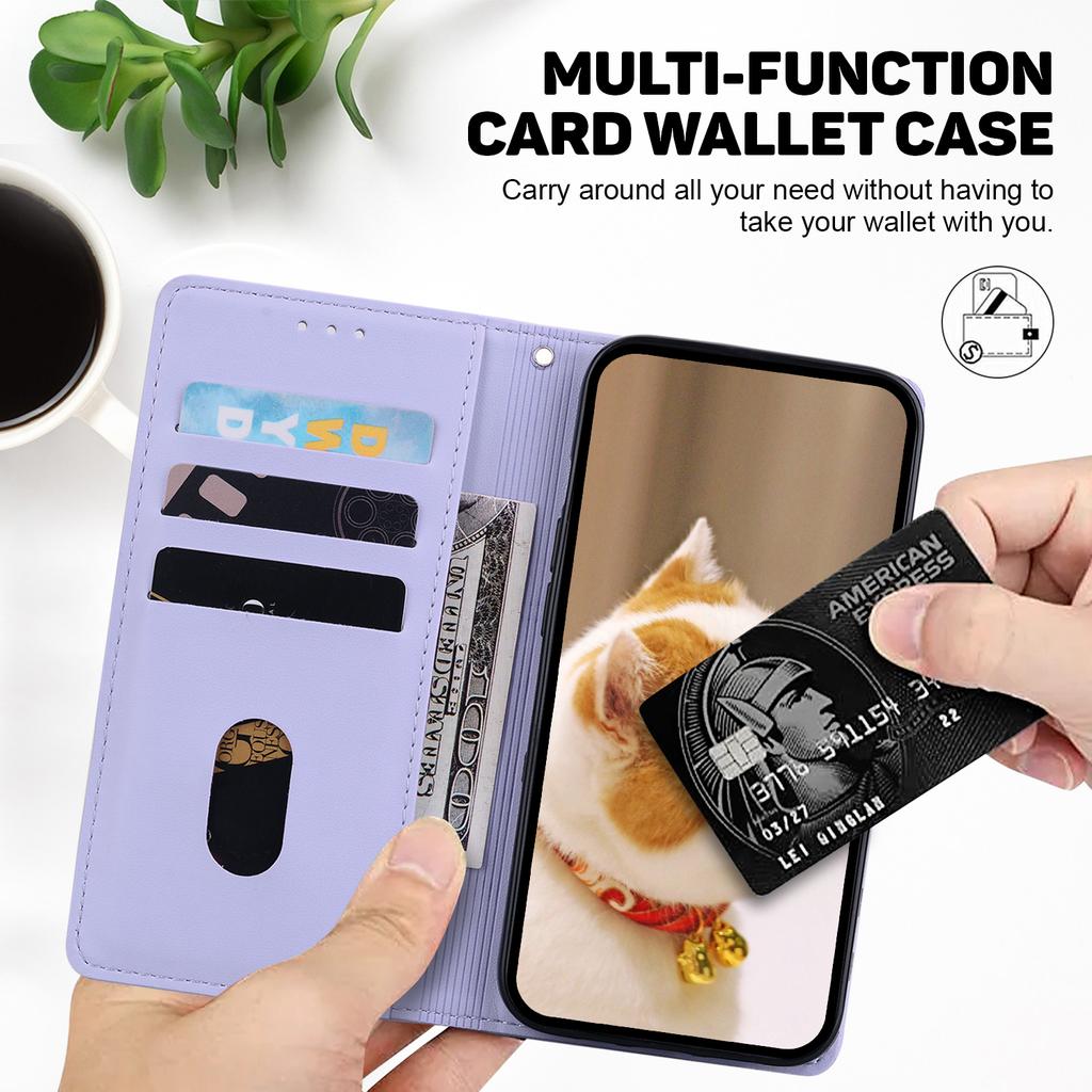 Чехол из кожи с милым котом для Samsung Galaxy S25 Plus S24 S23 Ultra с блокировкой RFID, подставкой, чехлом-кошелеком и слотами для карт, чехлом-кобурой для Galaxy A16 A06 A55 M35 M55