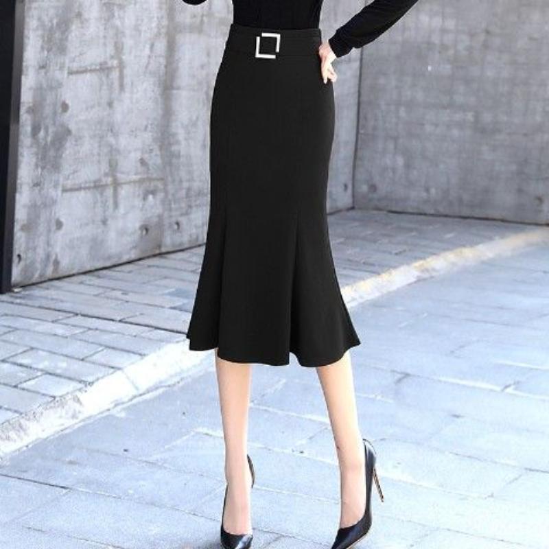 Шифоновая длинная юбка с высокой талией, женская одежда, женские повседневные сексуальные юбки «рыбий хвост», черная юбка для девочек