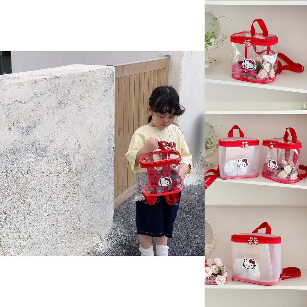 Прозрачный детский рюкзак с рисунком кошки Hello Kitty, из дышащего полиуретана, для детей детского сада