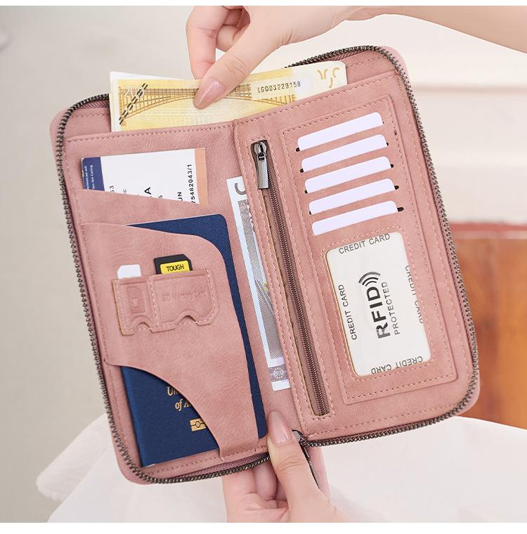 RFID Антимагнитный кошелек для паспорта на молнии: Многофункциональный держатель для ID и билетов