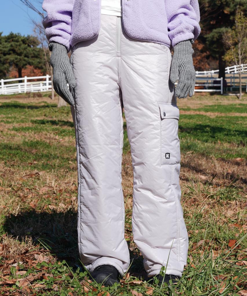 NOMINICAL Puffy Lightweight Snow Padded Cargo Jogger Pants (Light Grey)