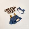 [Cloth Only] the Fashion Doll Clothes for 16CM  Plush Doll, Striped T Denim Halter Dress Set or Striped T Denim Overalls Set.