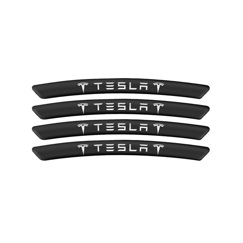 4Pcs Aluminium Car Hub Rims Sticker Decorative Decal Accessories For Tesla Model Y 3 X S Cybertruck Roadster zxs9