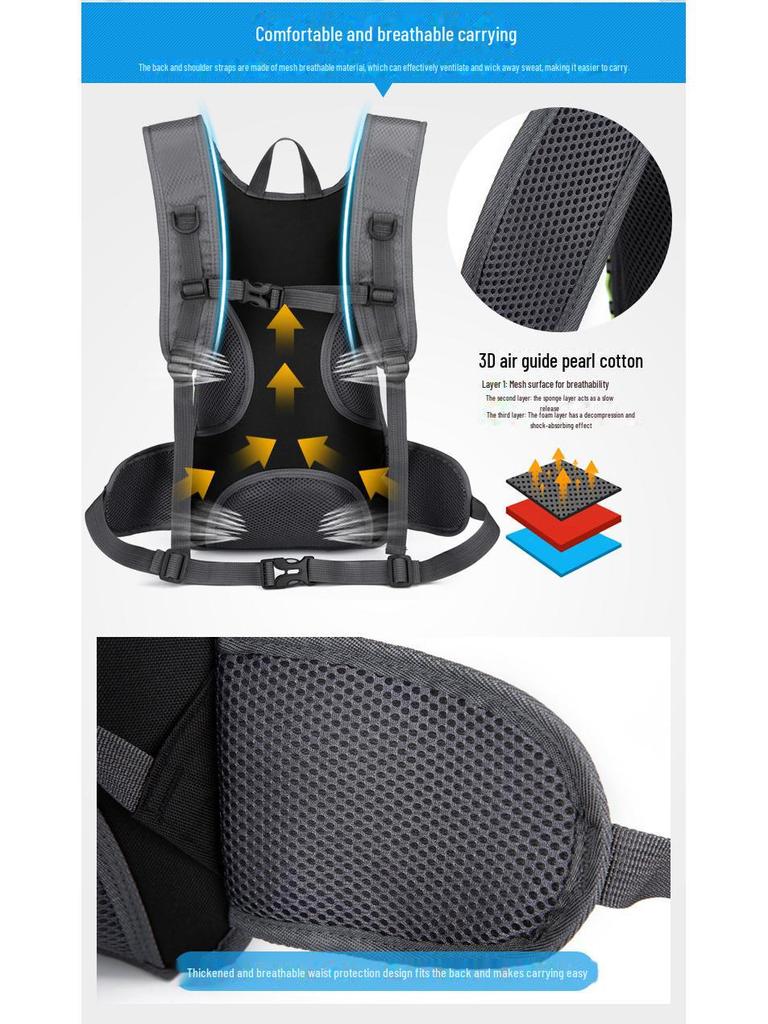 Lightweight, Breathable Outdoor Cycling Backpack with Water Bag & Helmet Storage - Unisex Wear-Resistant Design