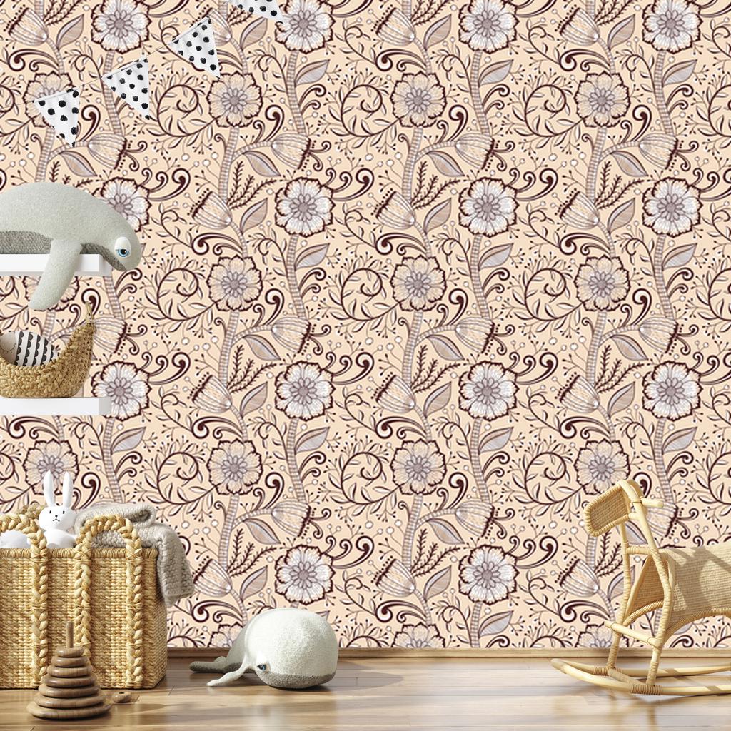 Beautiful flowers wallpaper in retro style for living room and bedroom 50x1000
