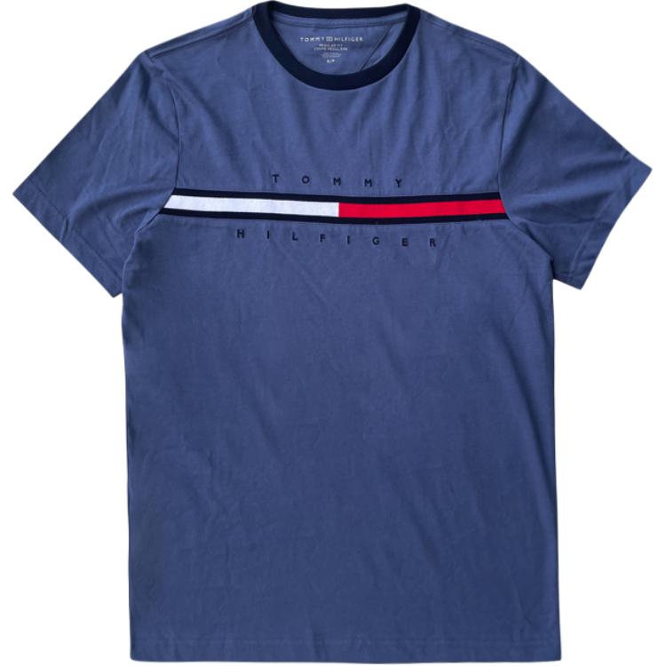 Tommy Hilfiger SS25 Логотип Удобная Универсальная Приталенная Футболка с Круглым Вырезом и Коротким Рукавом Мужские Топы 78JA524-420-C9T