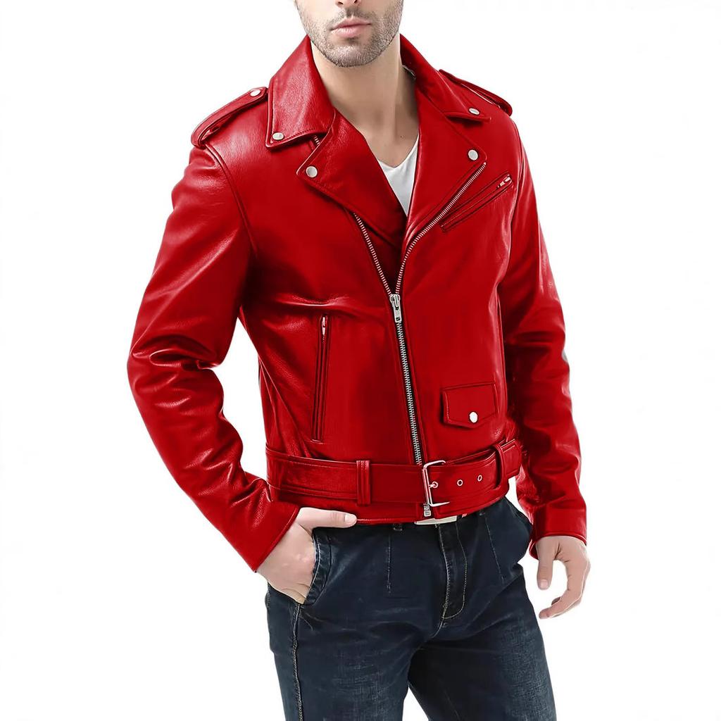 New European, American and European size locomotive style men's leather jacket spring and autumn men's leather jacket PU top