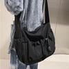 Drawstring Detail Crossbody Bag, Large Capacity Shoulder Bag, Fashion Zipper Bag With Bag Charm