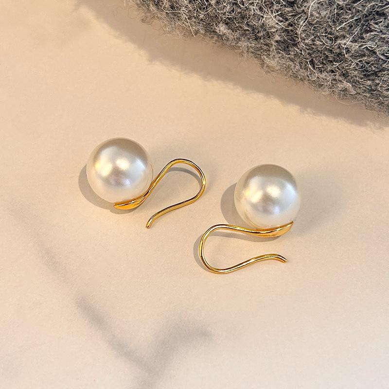 Серьги из натурального пресноводного жемчуга в стиле ретро с позолотой от французского производителя - Star Style