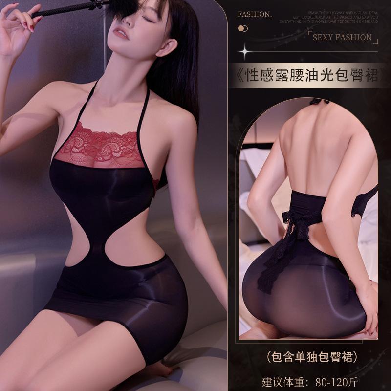 Sex underwear sexy pure desire hollow waist lace belly pocket oil light hip skirt temptation one-piece horse oil socks