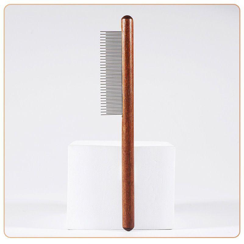 Solid Wood Grooming Comb for Cats & Dogs - Fine-Toothed, Knot Remover, Long Hair, Short Hair, Floating Hair Removal Brush.