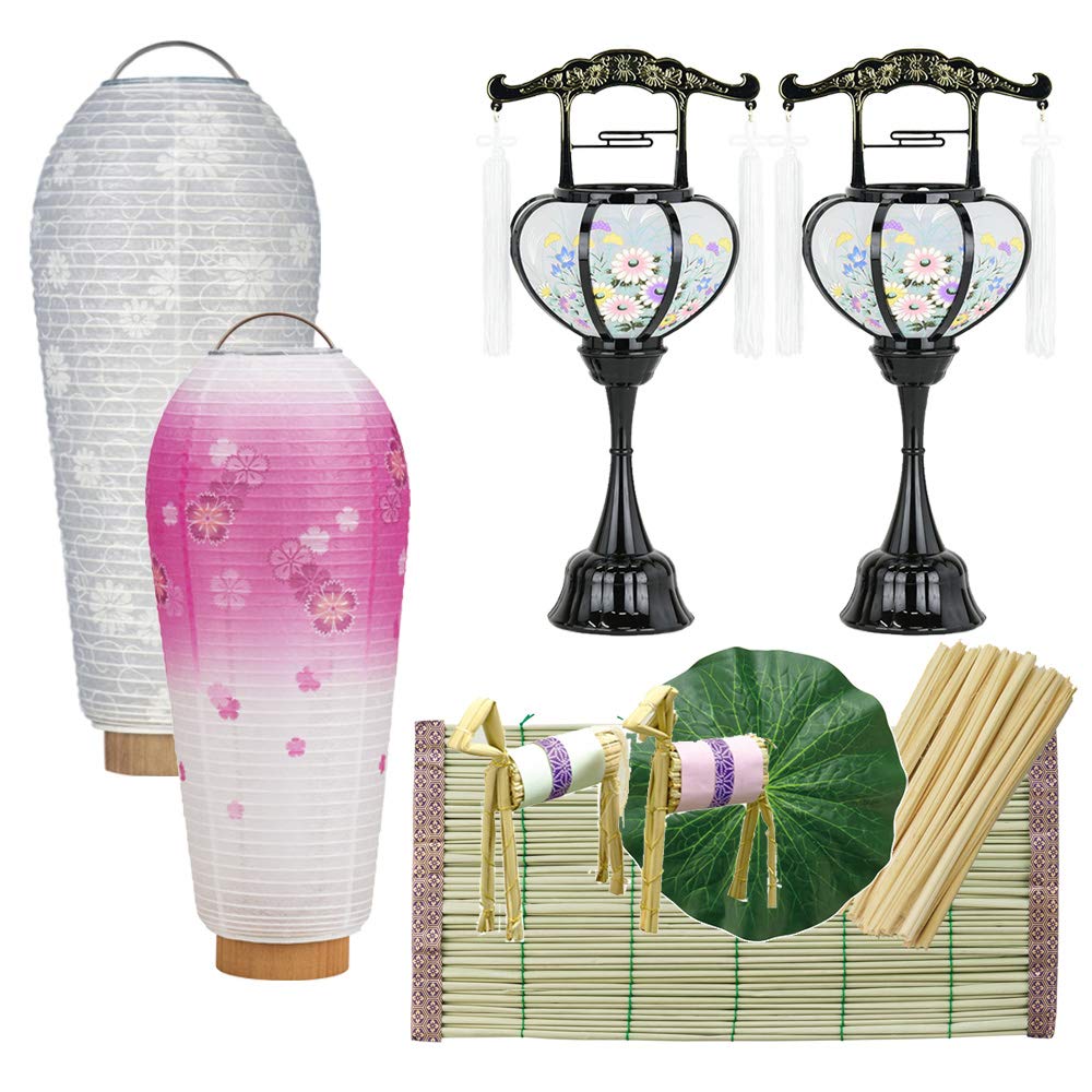 Of the Buddhist First Bon Set Compact 3 Piece Set Gifu Lantern First Bon New Bon Set Obon Bon Lantern White Lantern Reizen Lantern Bon Decoration