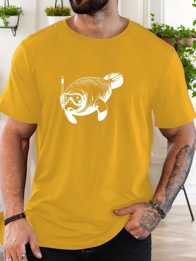 Snorkel Unisexatee Graphic Print Unisexs Crew Neck Short Sleeve Tee Soft Summer Top Ocean Lover Daily Street Basic Casual Outfit Wear