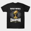 Мужская черная футболка с принтом Fantasy Football 2025 Чемпион Fantasy Football Печать на бумаге для трансфера без вырезания Хлопковая футболка