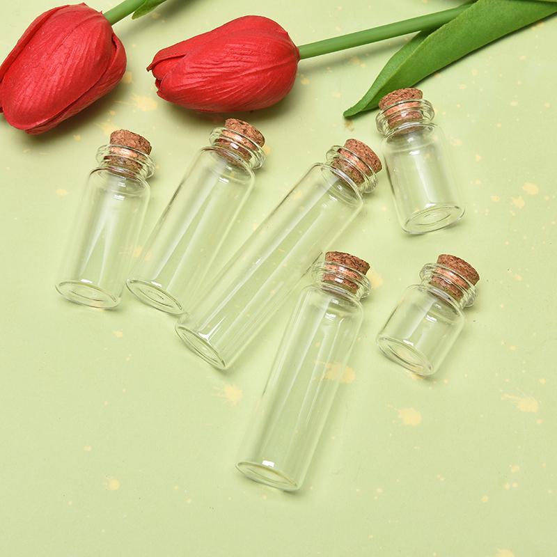 10Pcs Mini Glass Bottles With Cork Stopper Clear Bottle Vial Wedding Decoration