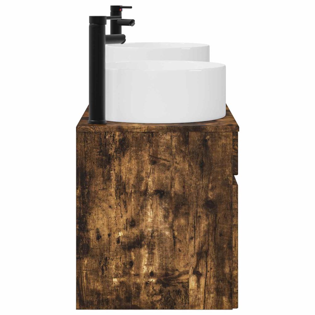 Bathroom Cabinet Set 3 pcs Smoked Oak