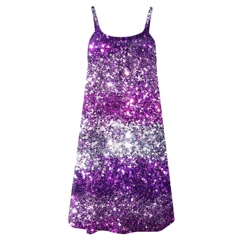 Женский модный повседневный свободный пляжный сарафан с принтом на подтяжках, свободное платье без рукавов