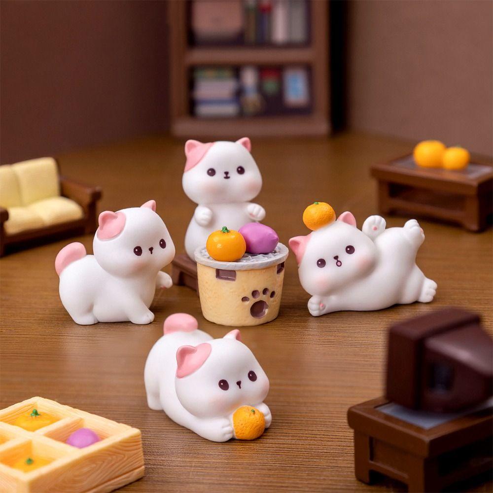 Cartoon Mini Cat Ornament Cute Kitten Statue Kids Gift Cat Figurines Miniatures Bonsai Decor