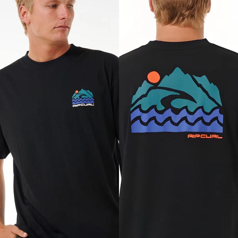 25 Лето Новинка Серф Закат Футболка Rip Curl Мужская Оверсайз Y2k Хлопок Дышащая Высокое Качество Мужской Топ Футболки Графические Футболки