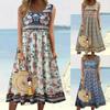 Summer Women's Sleeveless Hooded Vest Printed Casual Dress