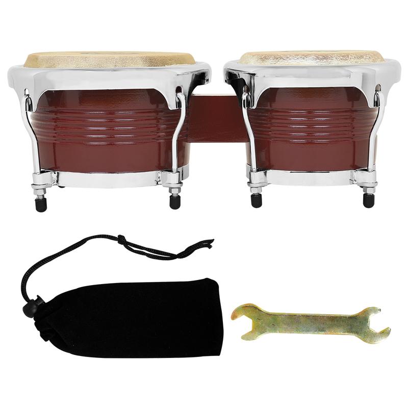 M MBAT 7+9 Inch Bongo Drum Oak+Aluminum Alloy+Buffalo Leather Water Buffalo Leather Drum Safe Suitable Performance With Parts