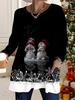 2025 Autumn Winter New Plus Size Women's Tops, Christmas 3D Print Fashion Crew Neck Long Sleeve T-Shirts