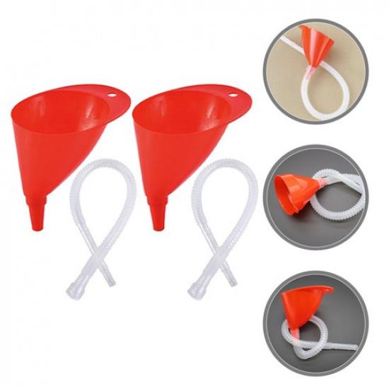 3 Sets Fuel Funnel with Long Hose Clear Plastic Auto for Fluids Tube Car
