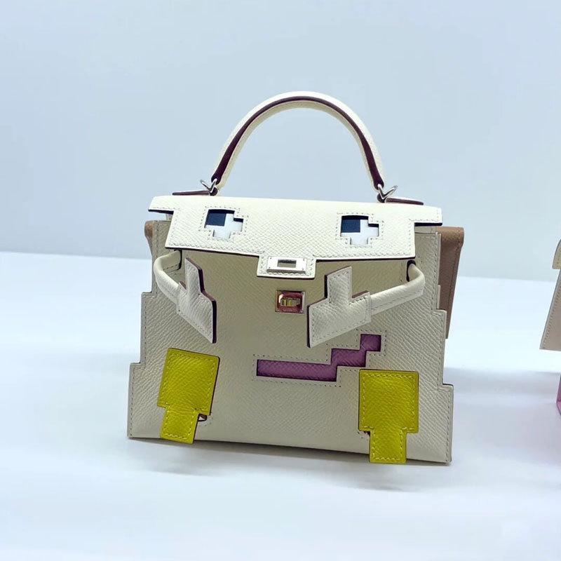 Retro Mosaic Color Block Kelly Shoulder Bag for Women