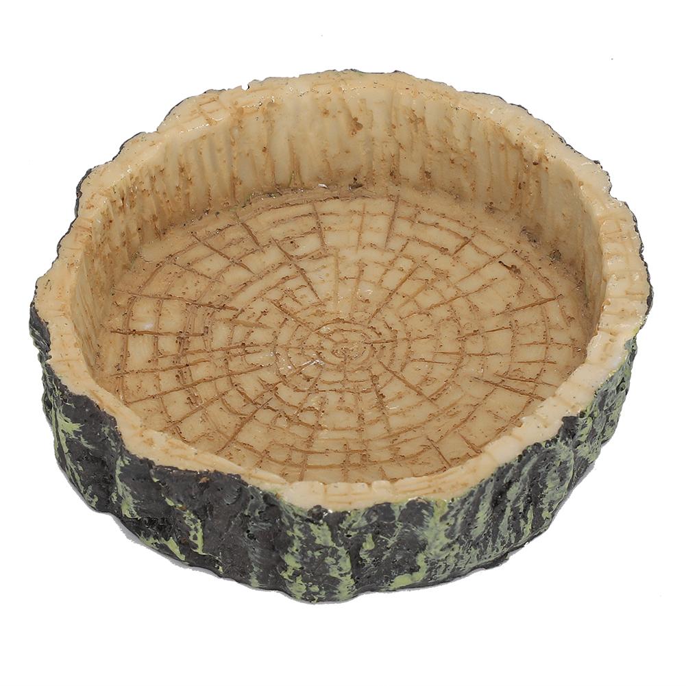 Reptile Water Dish Food Bowl Synthetic Resin Round Pet Eating Pot for Tortoise Terrapin