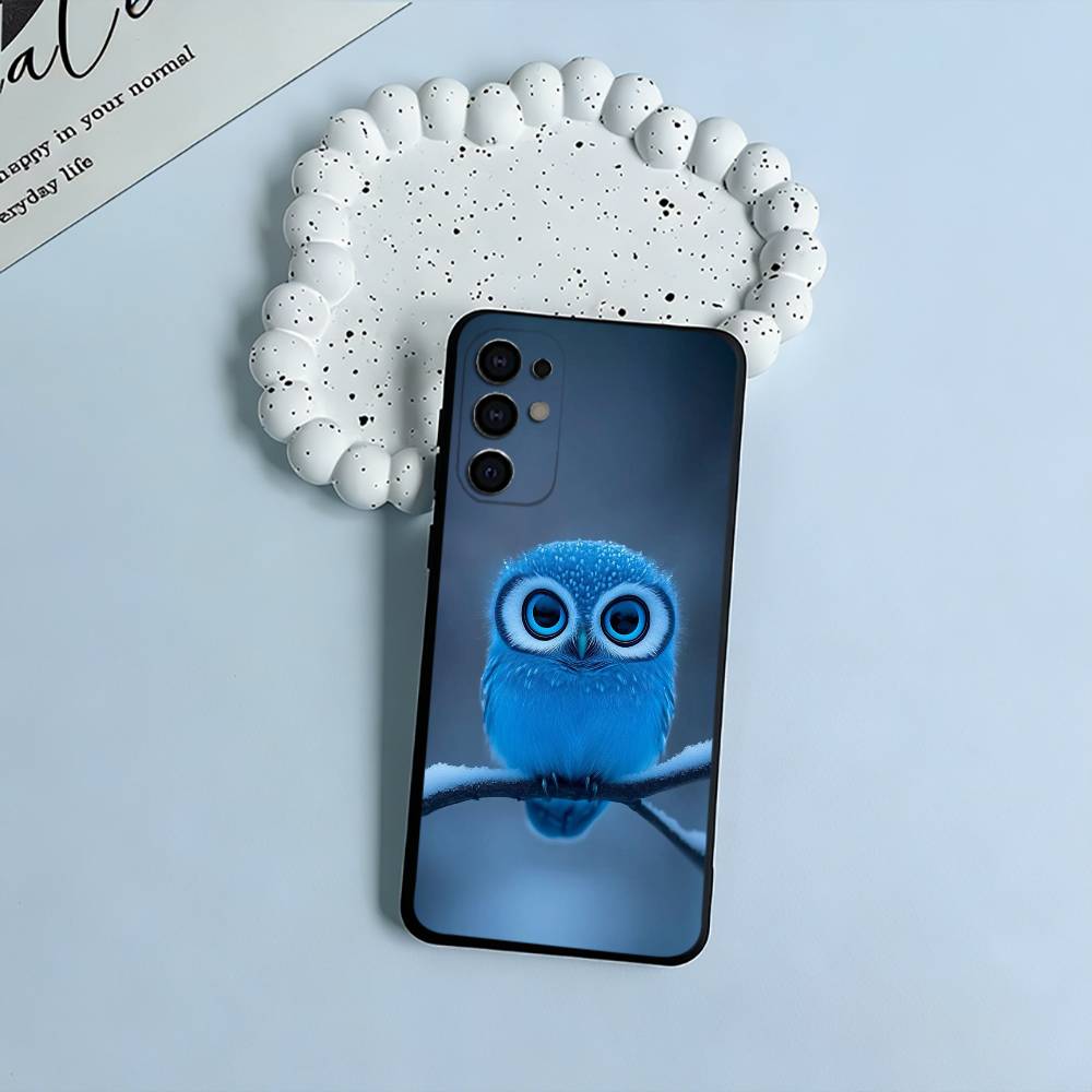 Cute owl pattern Soft Silicone Case for Samsung S25, S24, S21, S22, S23, S30, Ultra, S20, Plus, FE, Lite-Black