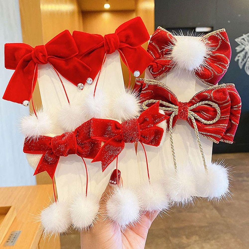 Headwear Pompoms Hanfu Headdress Bow Hairpin Hair Accessories Baby Wig Barrette Children Hair Clip