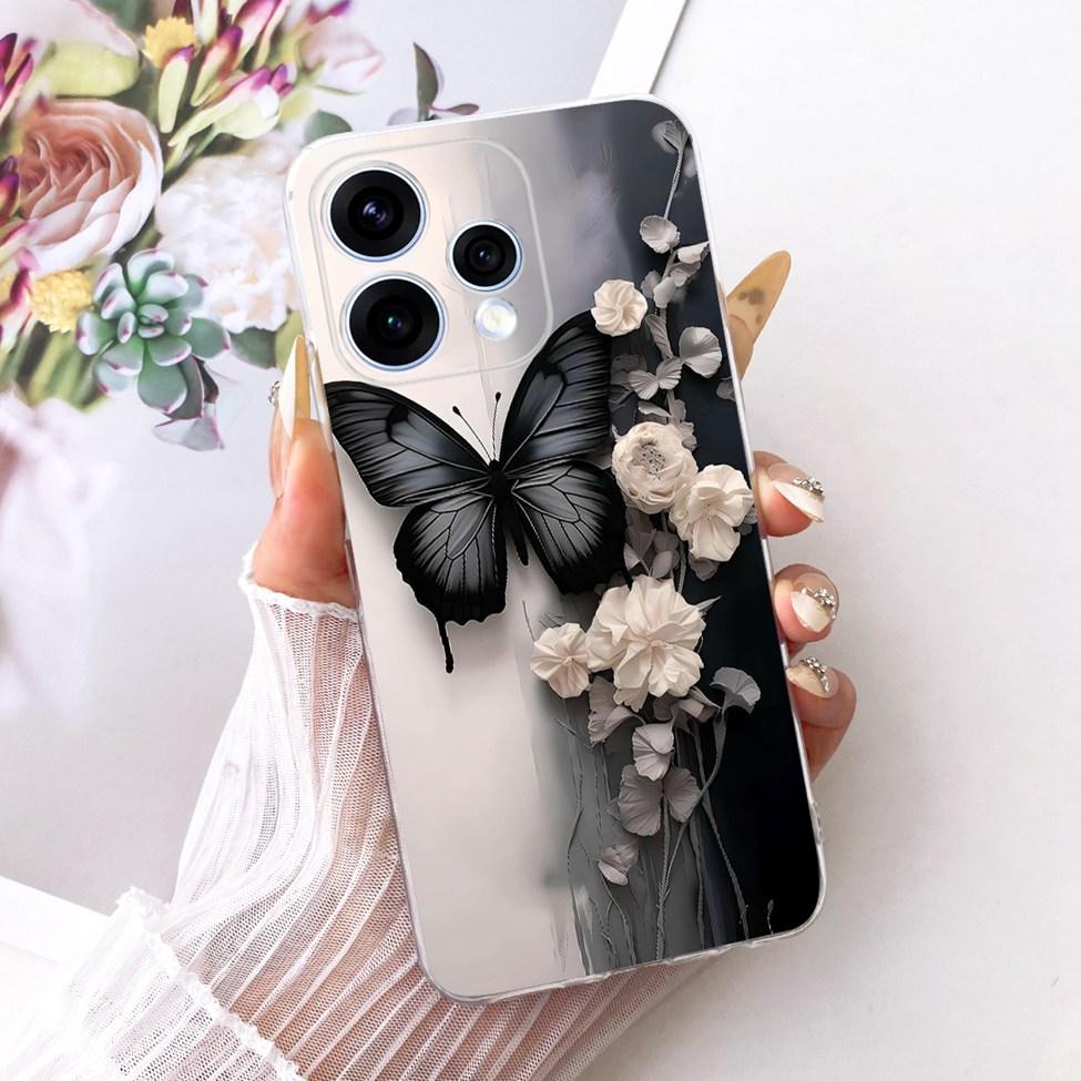 For Oppo Reno 15 5G Case Cover Transparent Fashion Butterfly Cute Cat Cool Painted Soft Bumper For Oppo Reno 15 CPH2825 Casing
