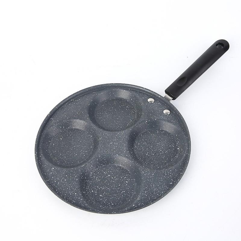 4-Hole Cast Iron Nonstick Mini Frying Pan Eggs Dumplings Pancakes Breakfast Set