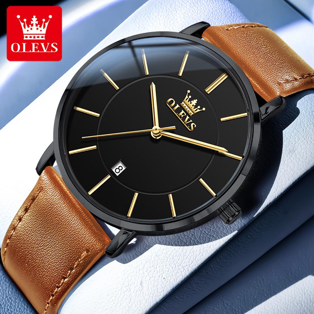 OLEVS Ultra Thin 6.5mm Top Original Quartz Watch for Men Minimalist Fashion Luxury Brand Waterproof Men's Watches 5869