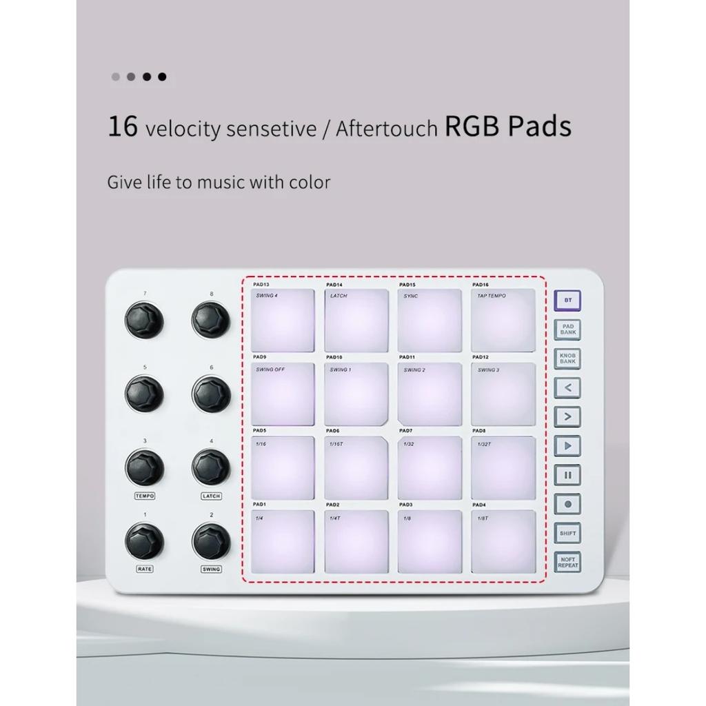 SMC-PAD Беспроводной MIDI-контроллер Подходящая перкуссионная клавиатура Интерфейс USB-C Портативный дизайн Маленький MIDI-пэд