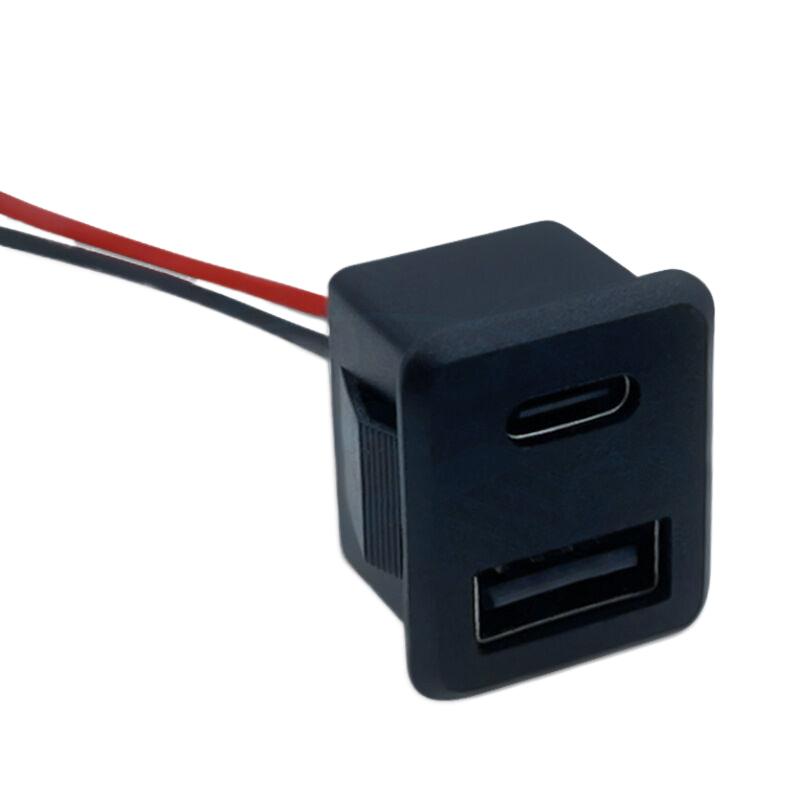 Двухслотовое гнездо USB Type-C, гнездо USB для лампы, гнездо для зарядки, силовая розетка 2P с кабельным разъемом