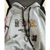 Women's Cute Puppy Embroidery Hooded Sweatshirt - Autumn/Winter Oversized Thickened Silver Fox Fleece Jacket
