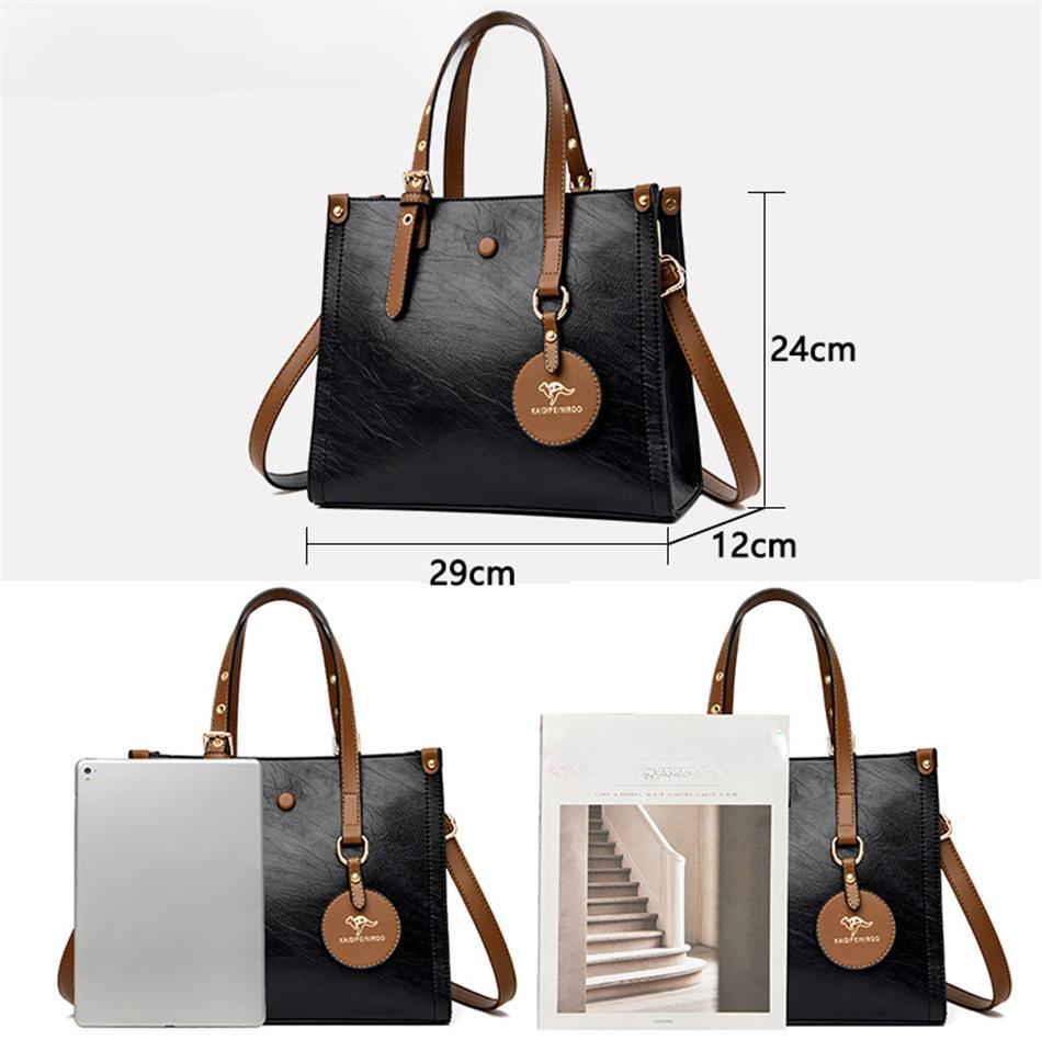 3 Layers Casual Tote Vintage Ladies Tote Hand Bag Leather Luxury Handbags Women Designer Bags for Women