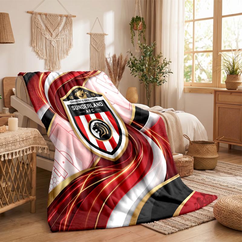 Sunderland Football Print Flannel Blanket Soft Warm Sofa Bed Throw Blanket For Home Office Bedroom
