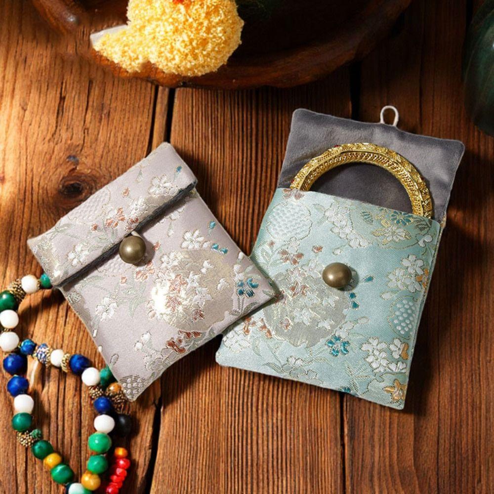 Embroidered Flowers Jewelry Packing Bag Rings Necklace Jewelry Holder Earrings Storage Case Travel