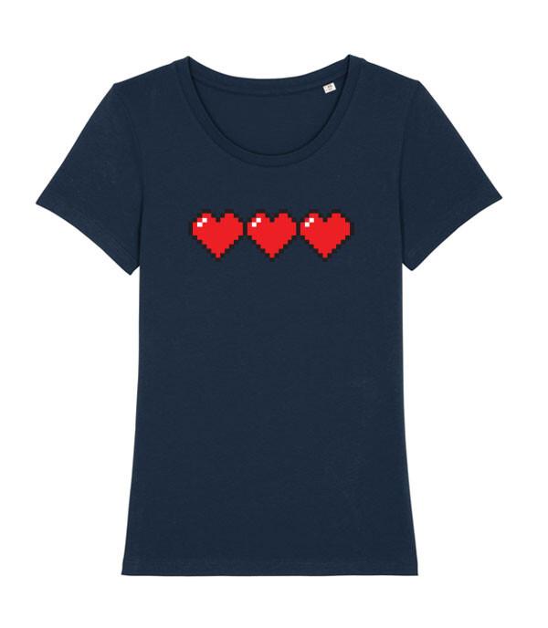 3 Pixel Hearts Retro Gaming Life Bar Videogame Unisexs Fit TShirt