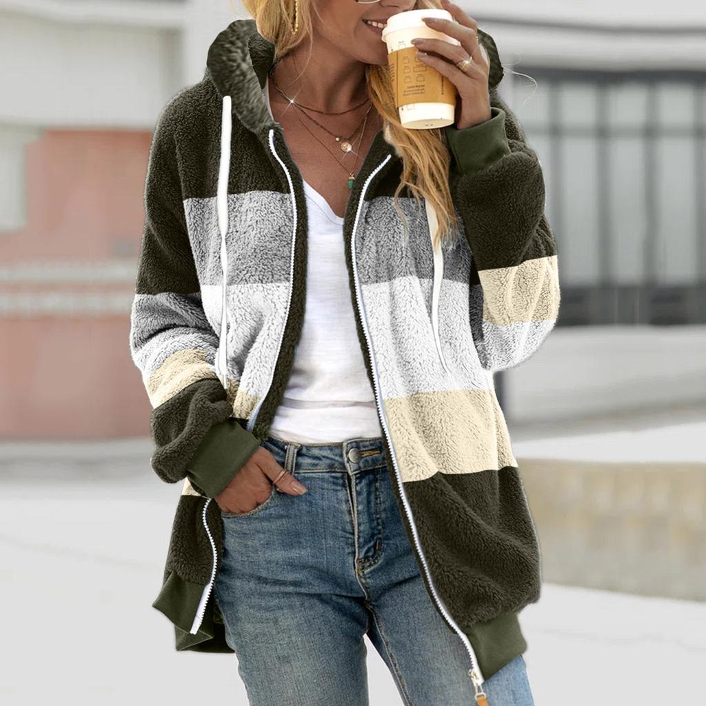 Женская мода шить свободные толстовки с длинным рукавом плюшевое пальто на молнии