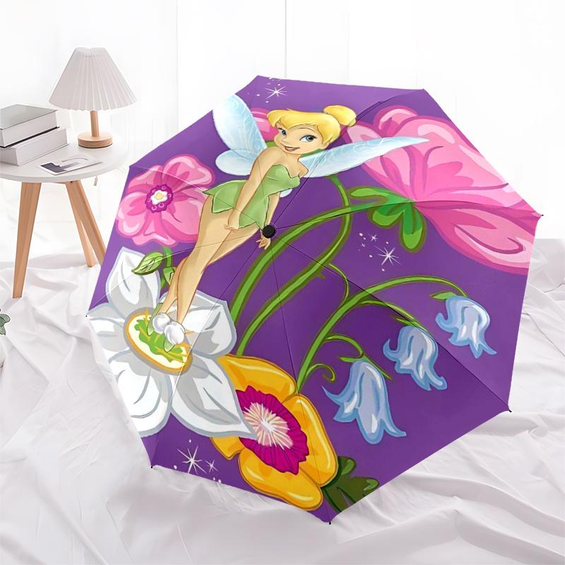 Tinker bell Themed Travel Umbrella-8 Ribs Automatic Opening and Closing, Portable Folding Design, Compact and Stylish Umbrella Suitable for