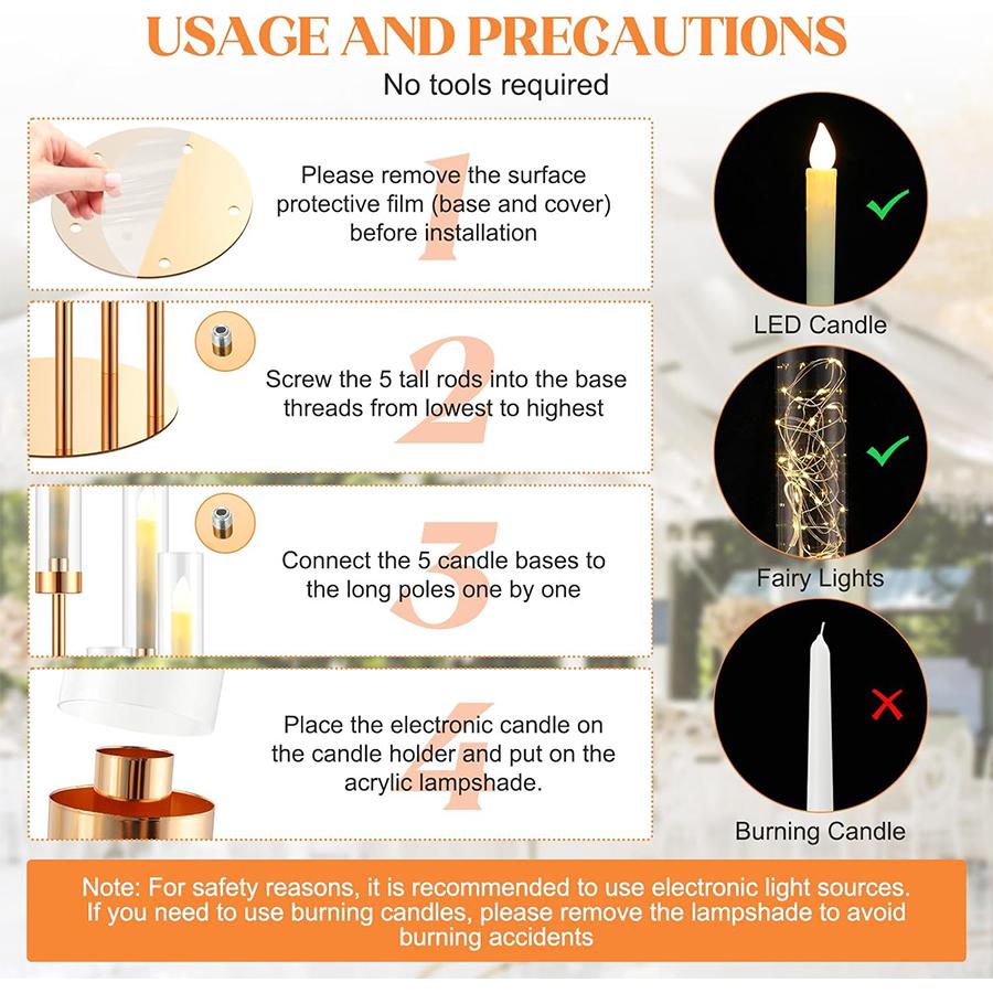5-рожковый напольный канделябр высотой 42,5 дюйма, золотой подсвечник, центральные подсвечники для столов, металлический подсвечник-канделябр для хри