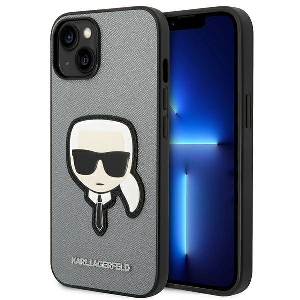 Karl Lagerfeld Saffiano Karl Head Patch Case - Etui Iphone 14 Plus (Srebrny)